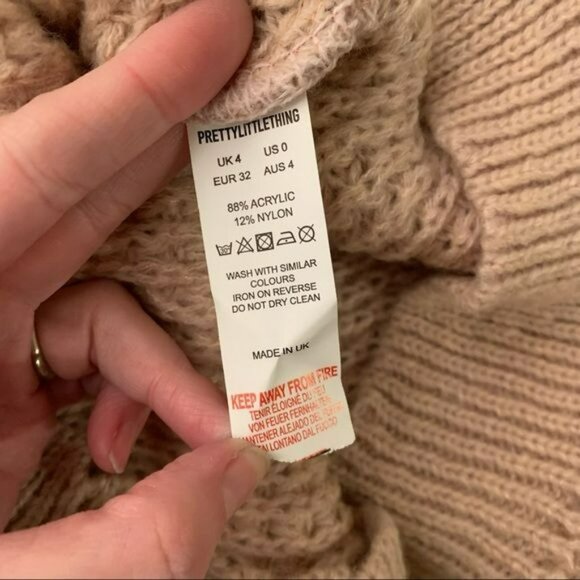 Pretty little thing pale pink soft touch belted jumper sweater oversized dress - Picture 8 of 9